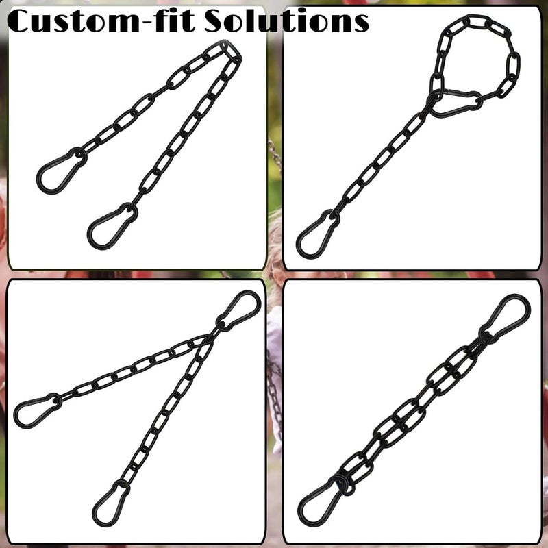 BFCAYQE Black Swing Hanging Chain Kit – 2Pcs 44" Heavy Duty Stainless Steel Chains with Carabiners for Hammock Chairs, Porch Swings, Punching Bags – Rust-Resistant Hanging Chain Extender Set – 660LB Load - Image 4